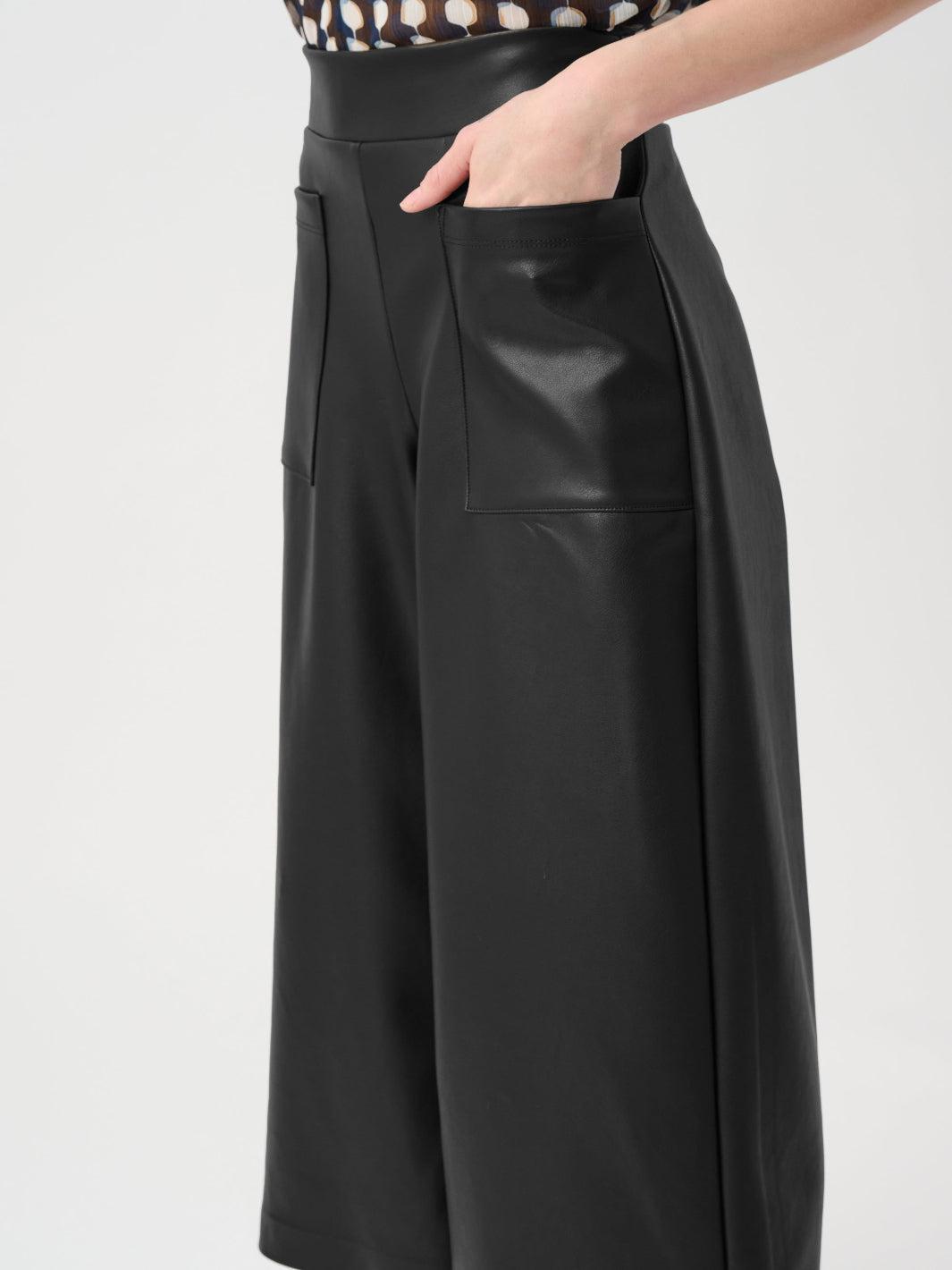 Patch Pocket Faux Leather Culottes