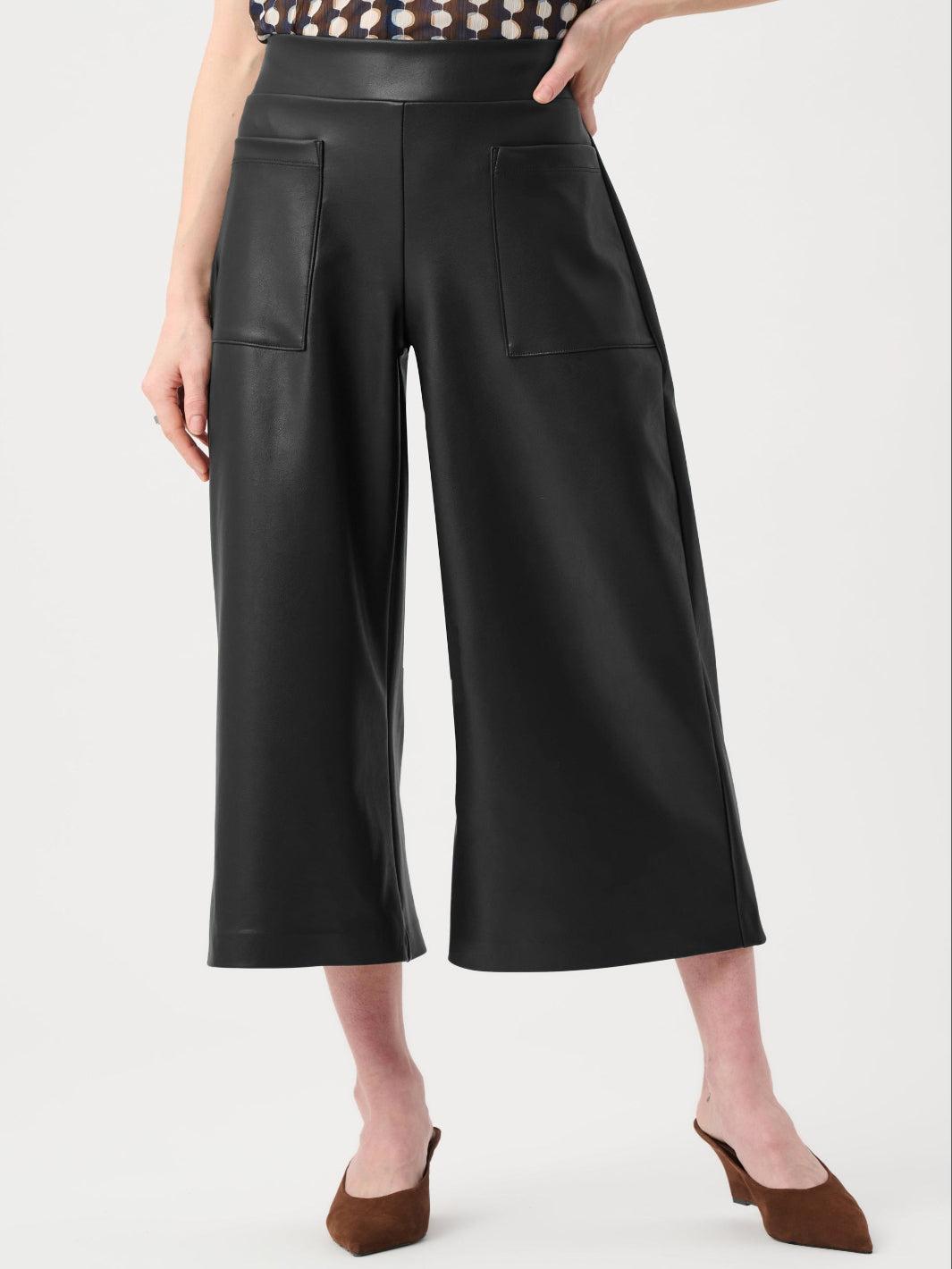 Patch Pocket Faux Leather Culottes