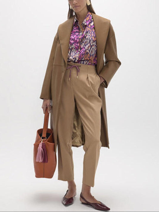 Pleated Tapered Drawstring Trousers