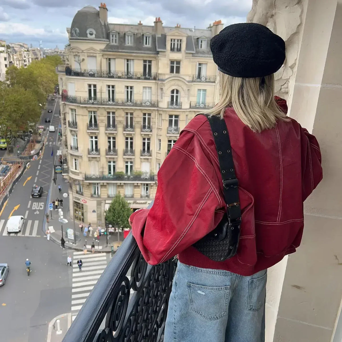 Oversized Faux Leather Bomber Jacket