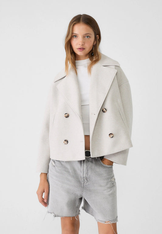 Cropped Wool Pea Coat