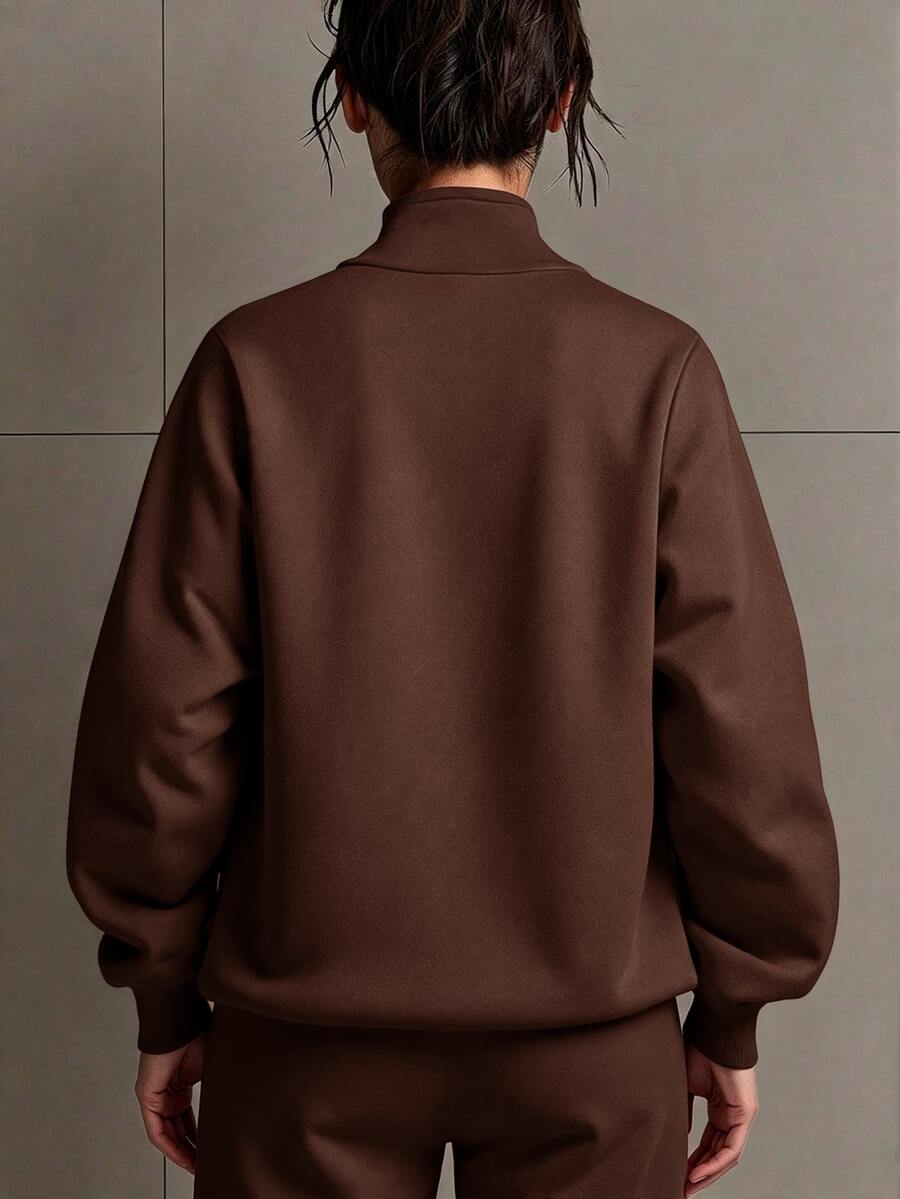 Half Zip Stand Collar Sweatshirt