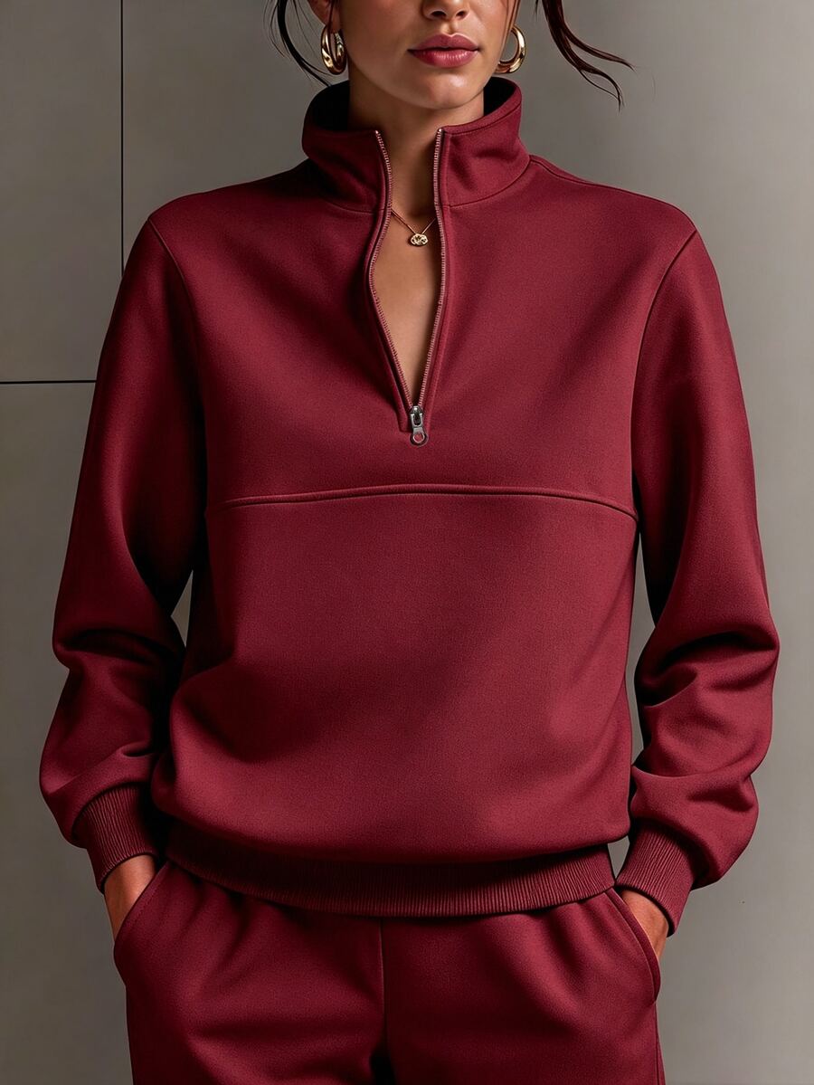 Half Zip Stand Collar Sweatshirt