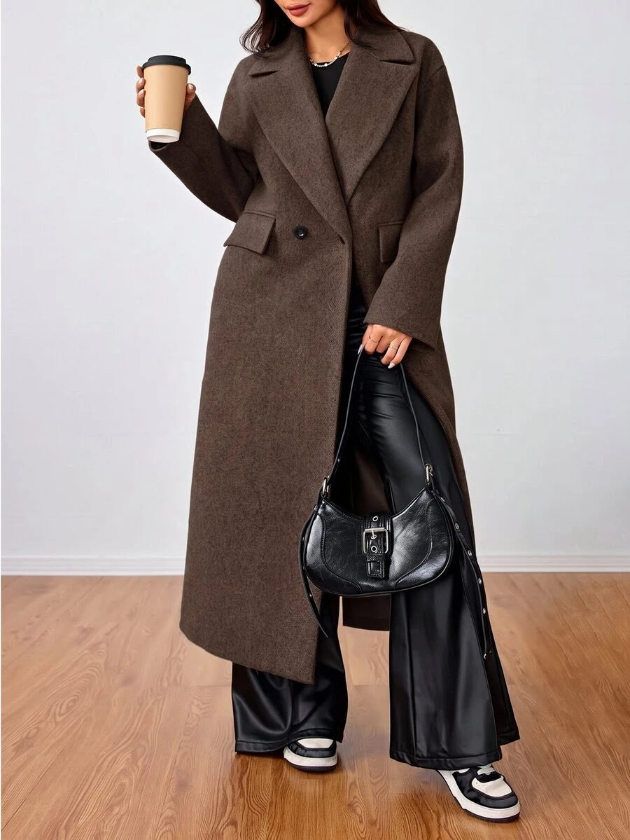 Double Breasted Lapel Long Overcoat