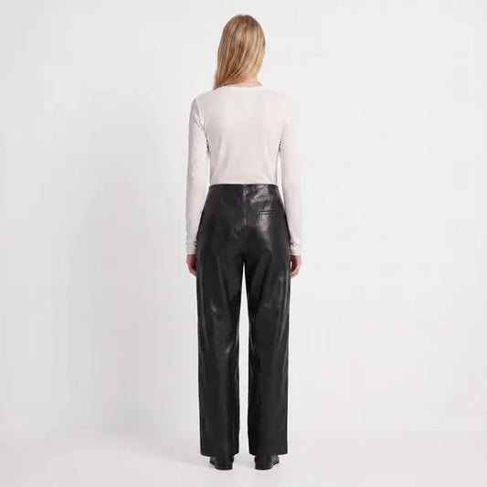 Straight Leg Faux Leather Trousers