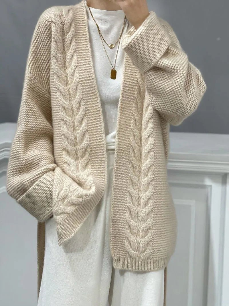 Belted Cable Knit Cardigan