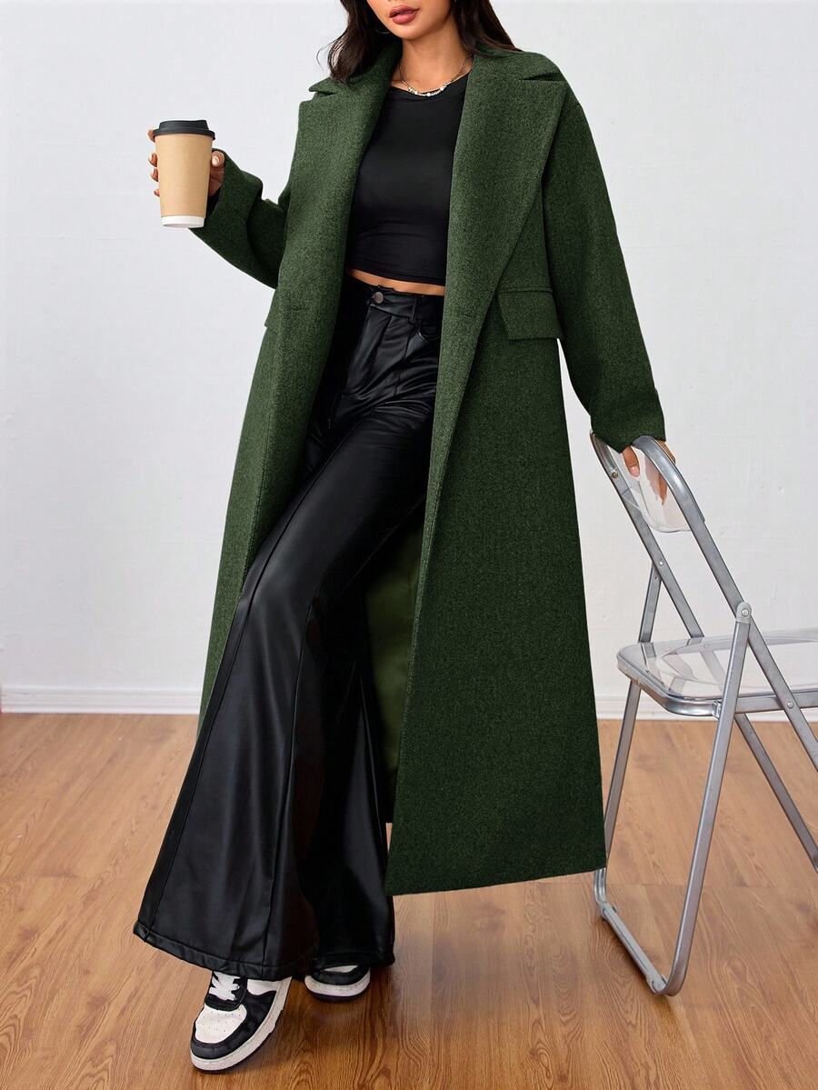 Double Breasted Lapel Long Overcoat