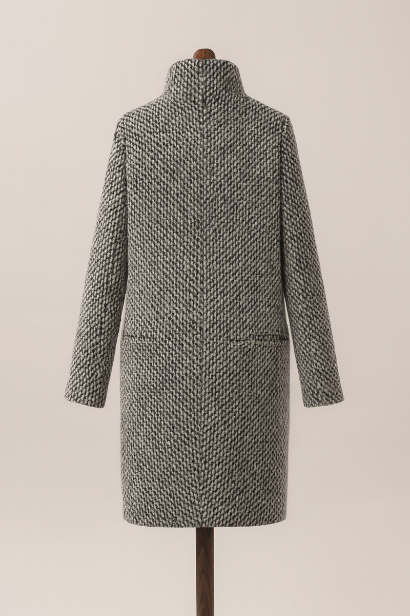 Houndstooth Longline Wool Coat