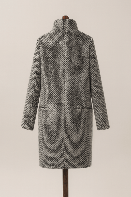 Houndstooth Longline Wool Coat