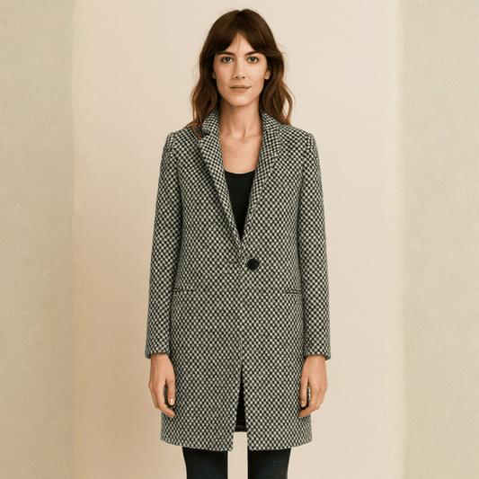Houndstooth Longline Wool Coat