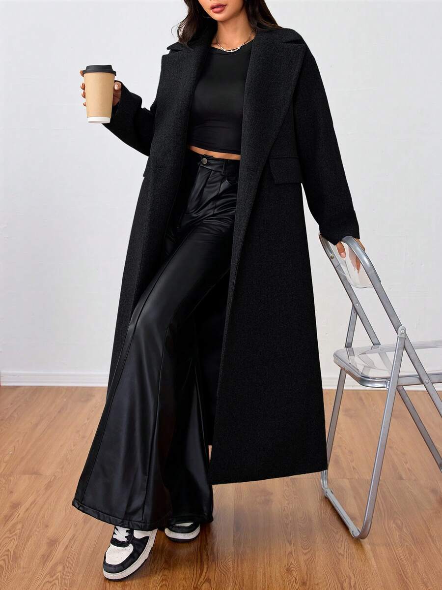 Double Breasted Lapel Long Overcoat
