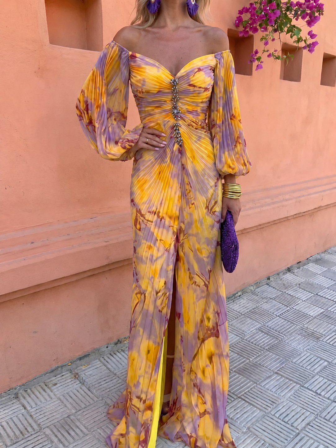 Floral Deep-V Maxi Dress
