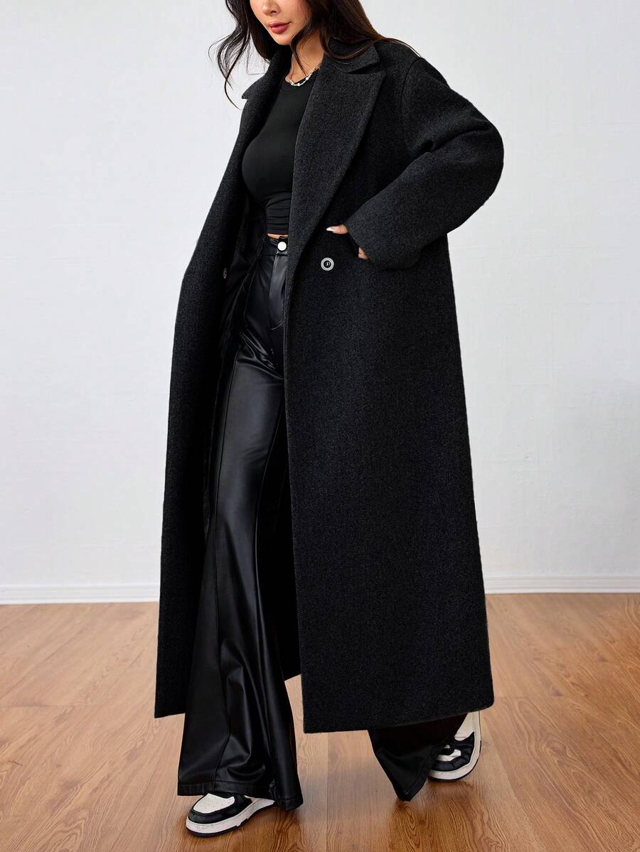Double Breasted Lapel Long Overcoat