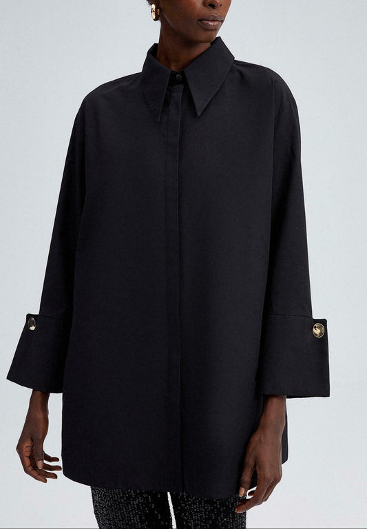 Wide Cuff Button Down Blouse
