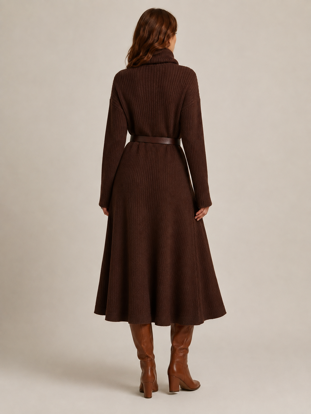 Draped Midi Dress in brown, second view