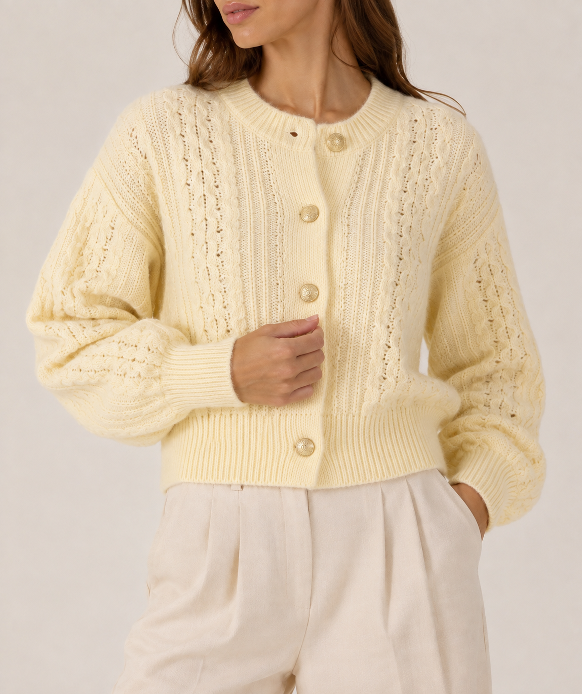 Cropped cardigan yellow
