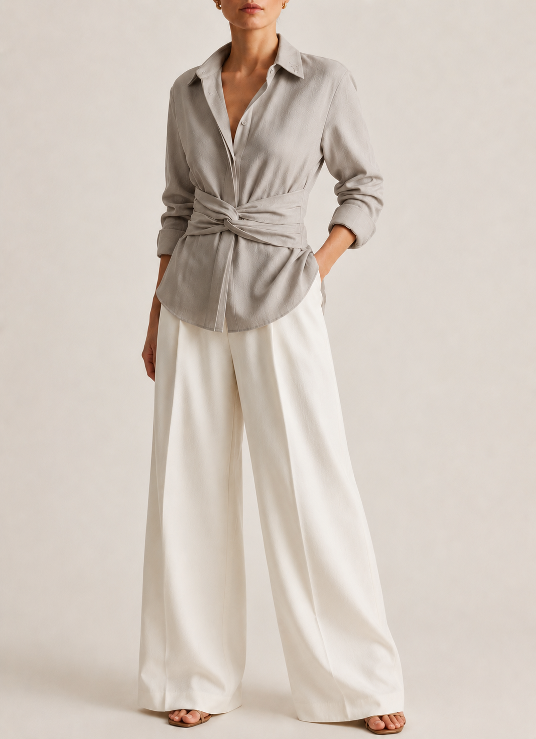 Collared Blouse in grey, front