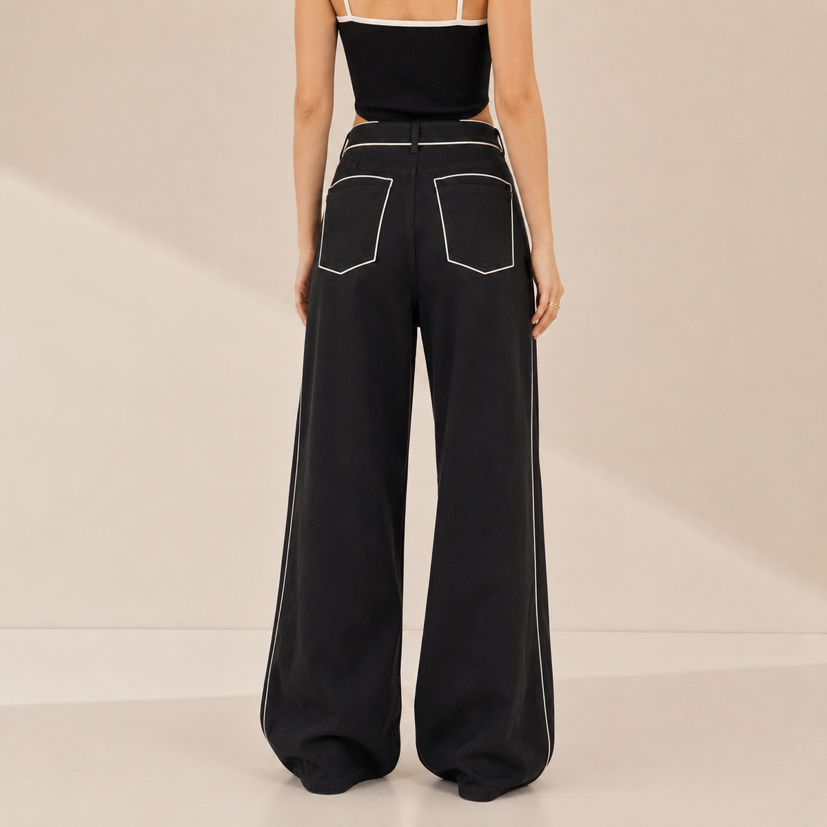 Baggy wide-leg trousers - back