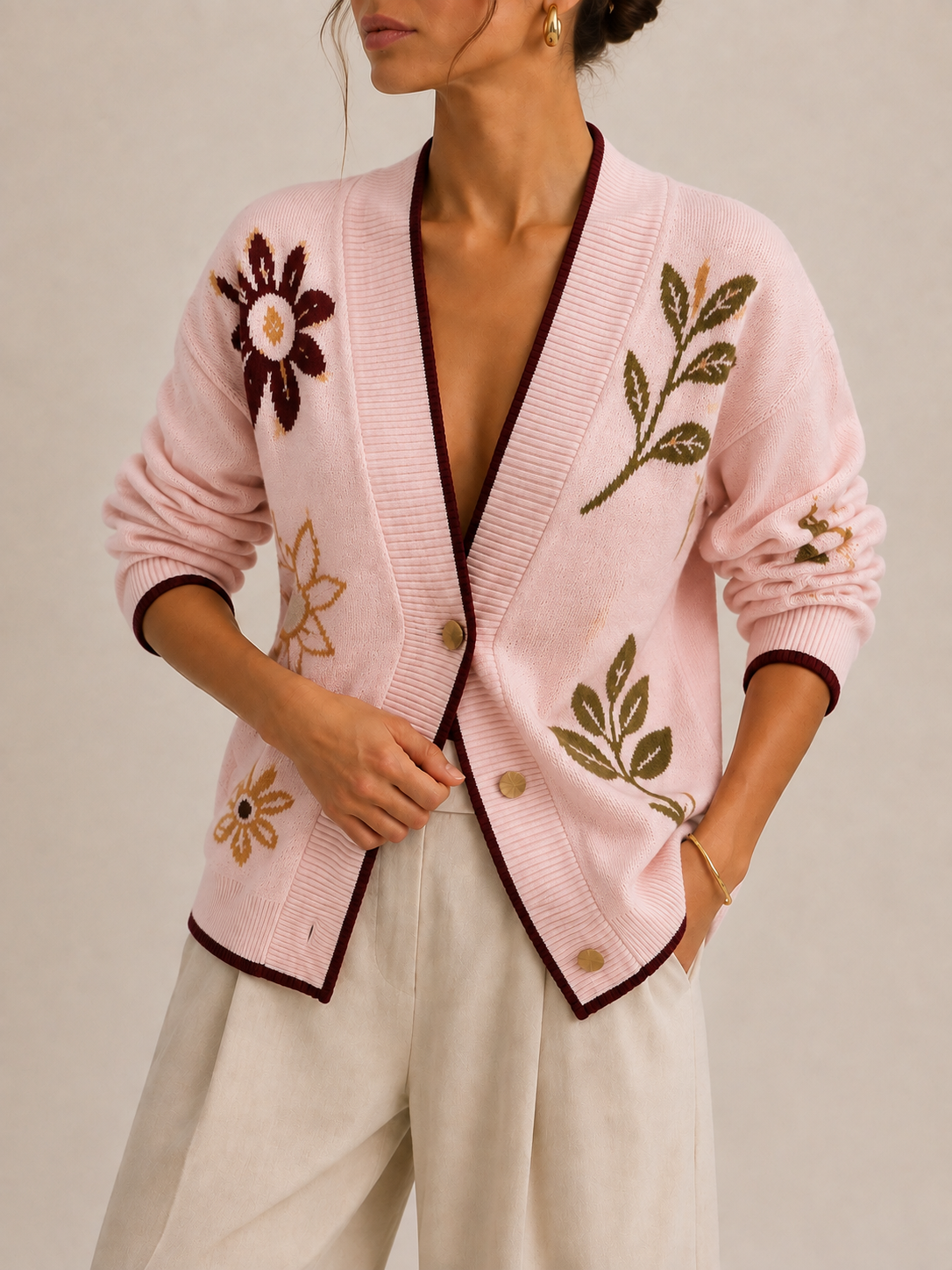 Knit cardigan pink