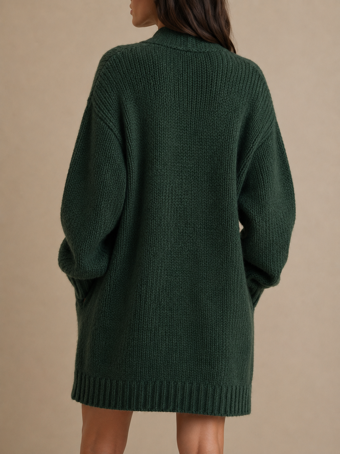 Scarf Detail Cardigan in green, second view