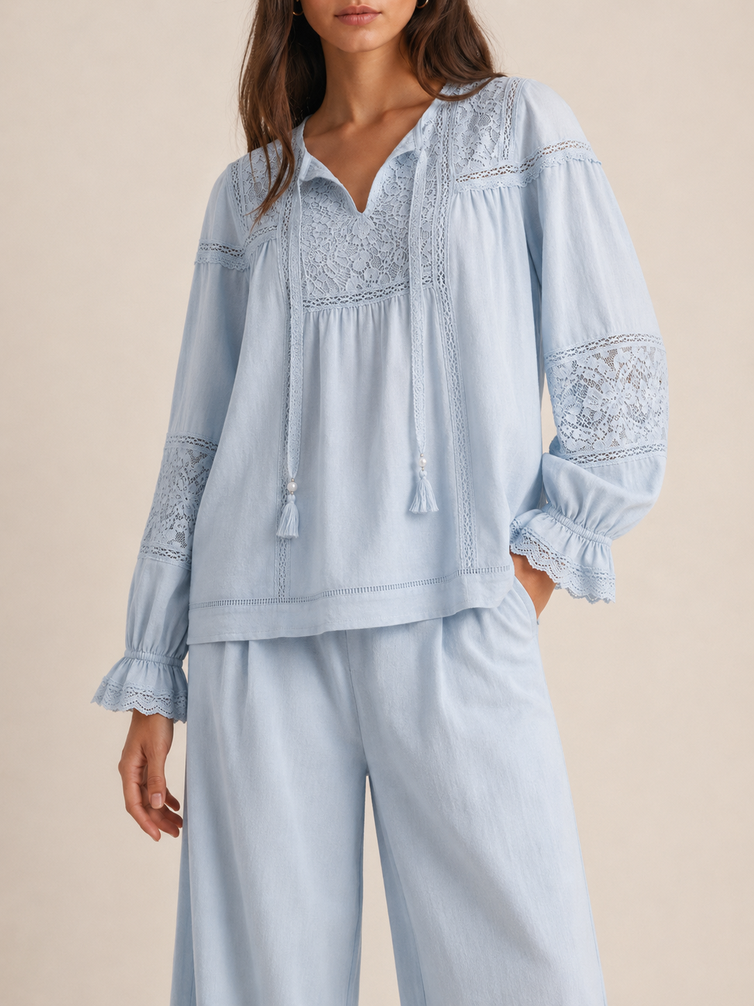 Everyday Blouse in  baby blue, front