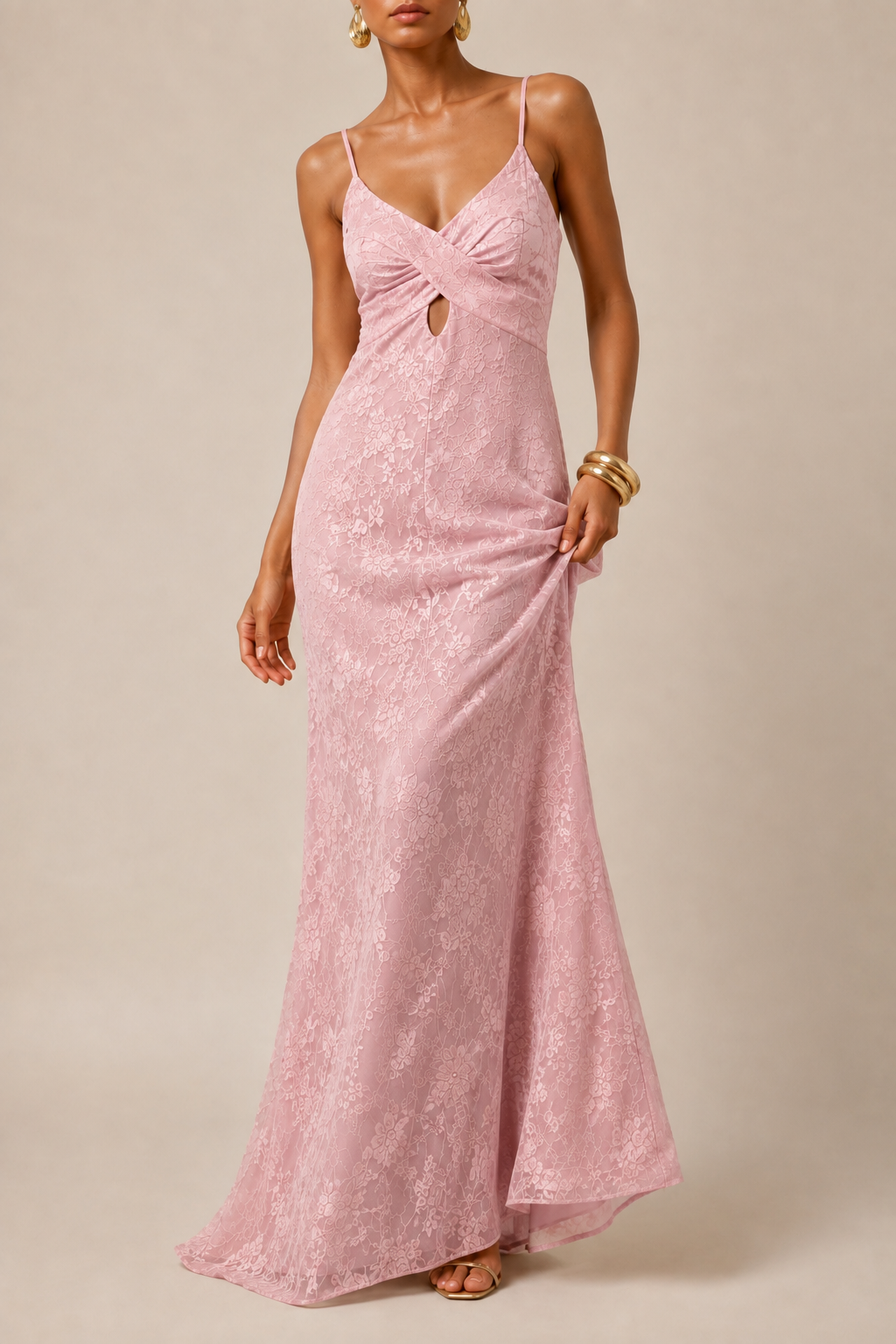 Strappy maxi dress pink