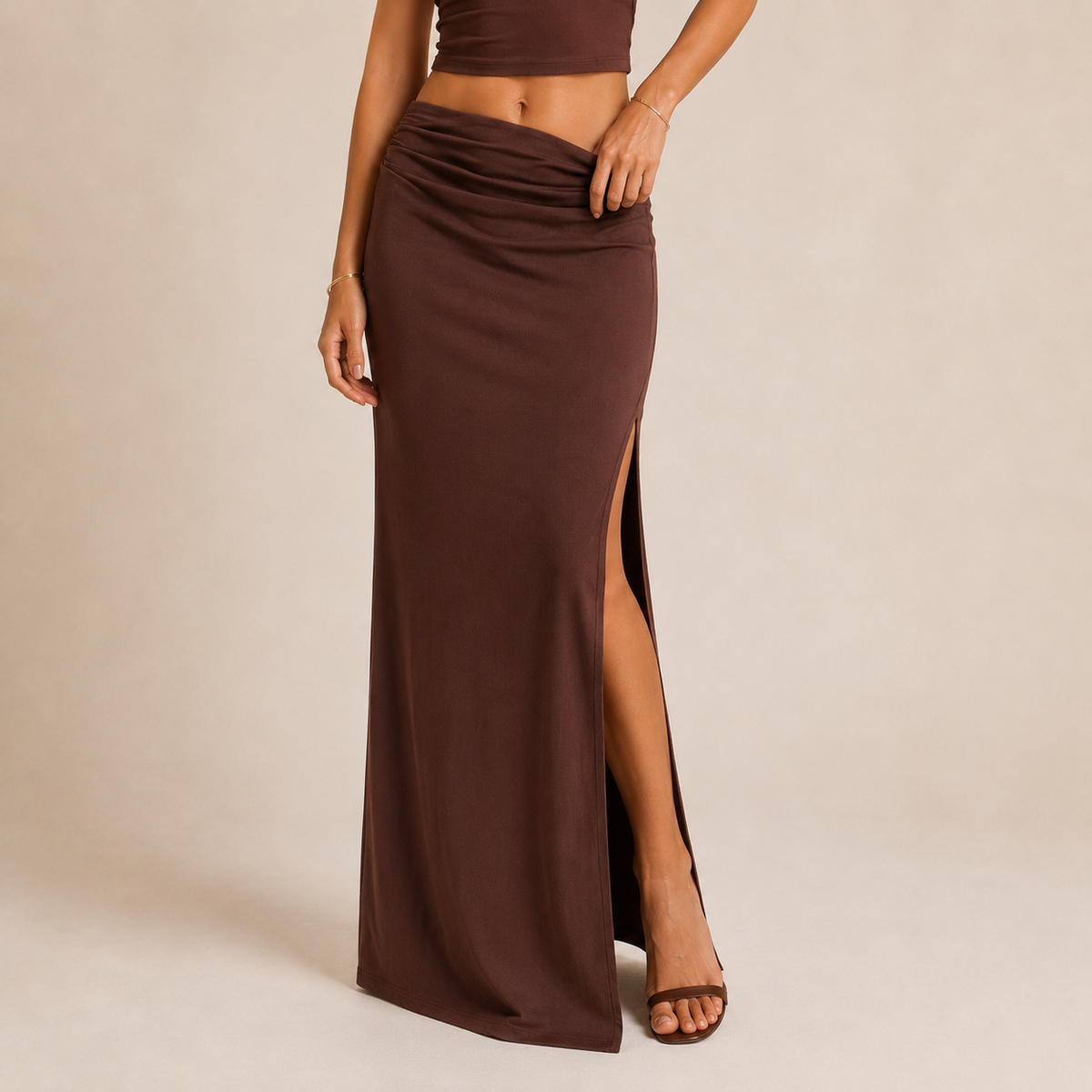 Tailored skirt brown