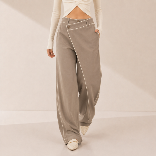 Baggy wide-leg trousers beige