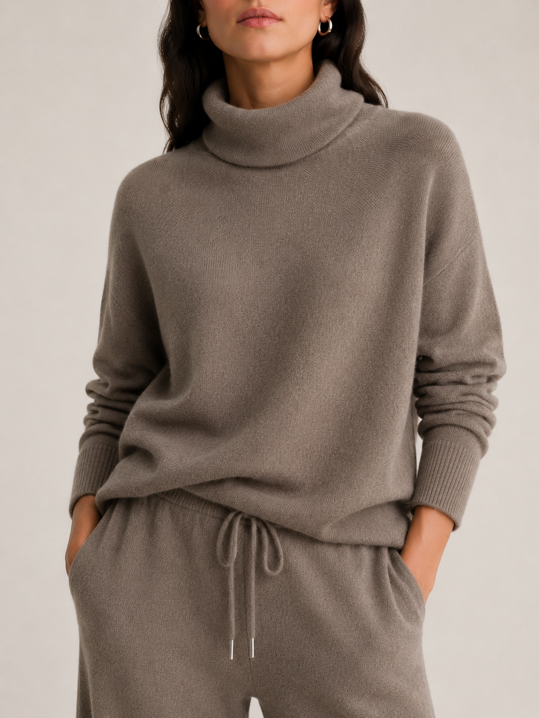 Roll-neck sweater mink
