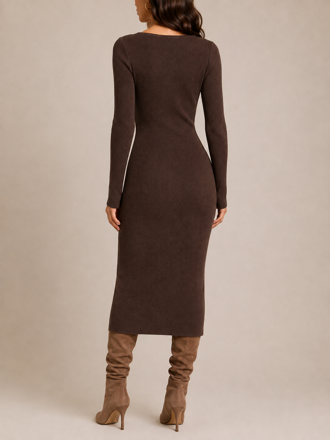 Elevated Midi Dress in brown, second view