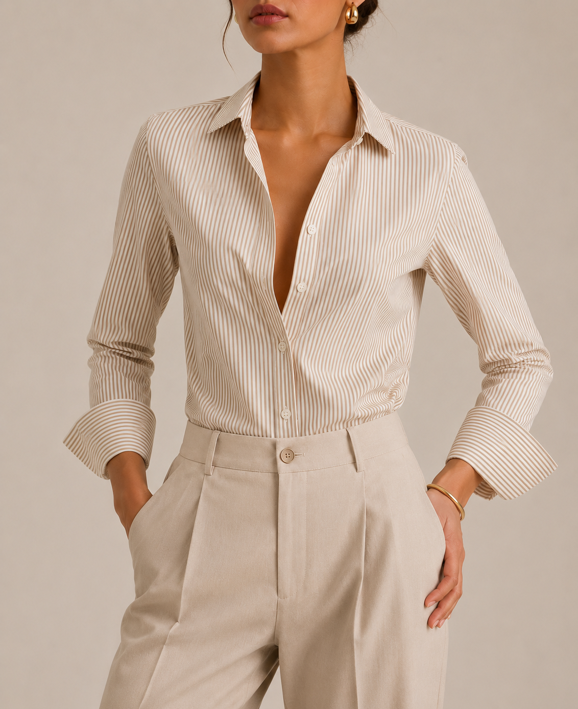 Button-up shirt beige