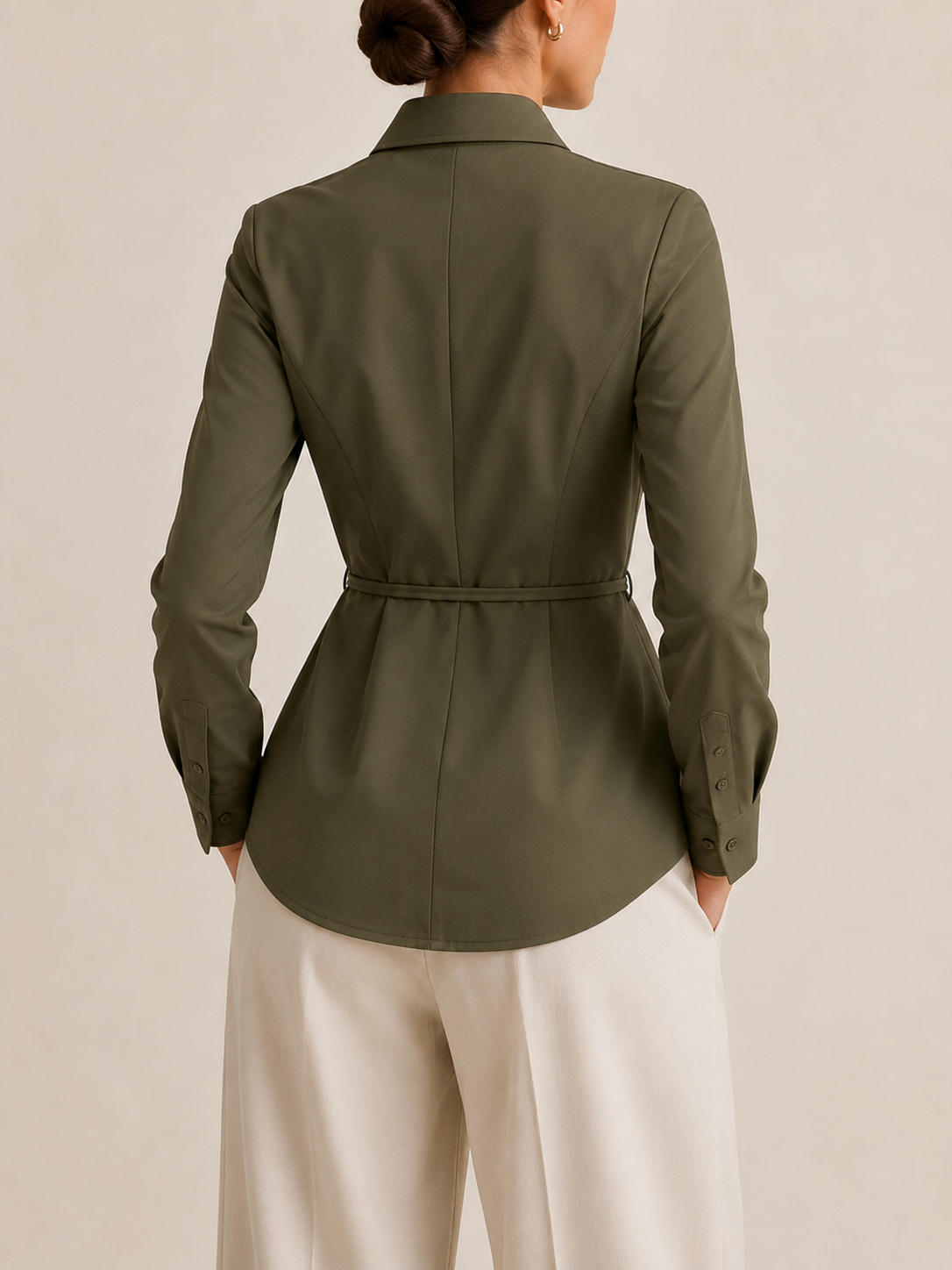 Curved Hem Shirt in army green, second view