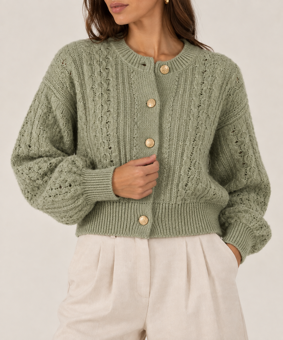 Cropped cardigan green