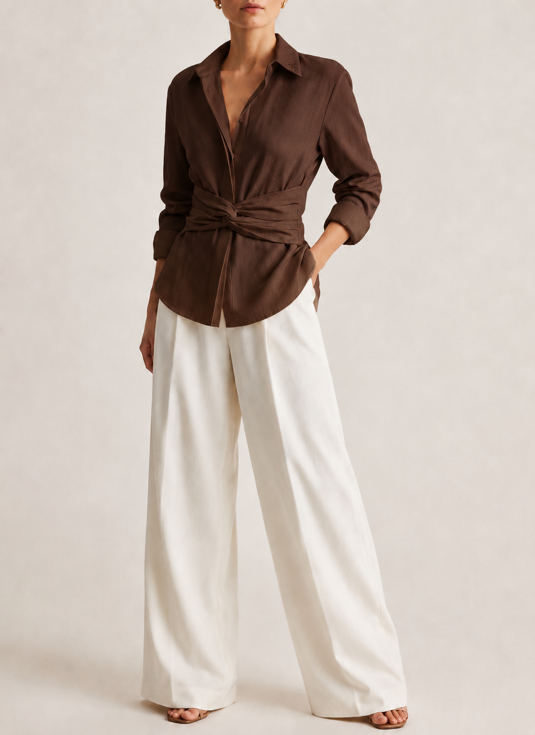 Collared Blouse in brown, front