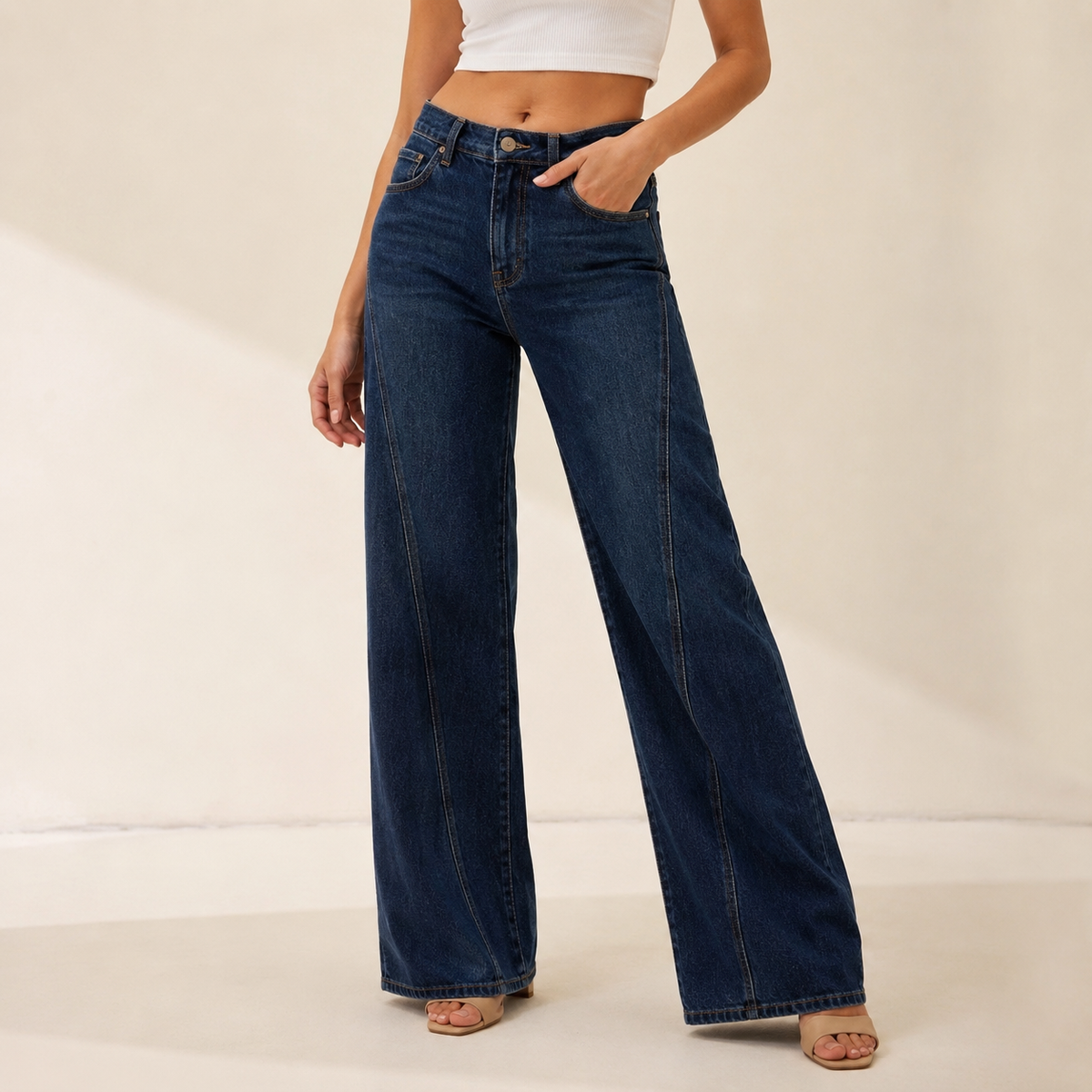 Wide-leg jeans dark blue