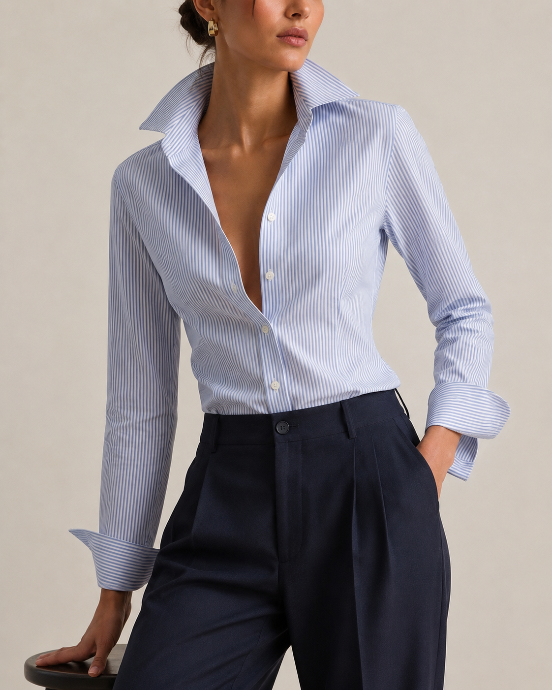 Button-up shirt blue - front