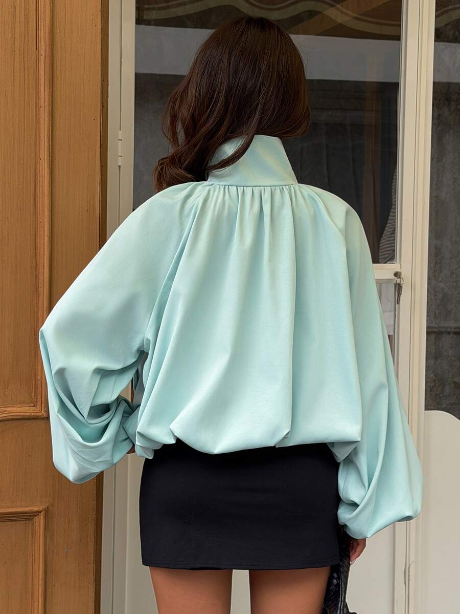High Neck Ruched Zip Jacket