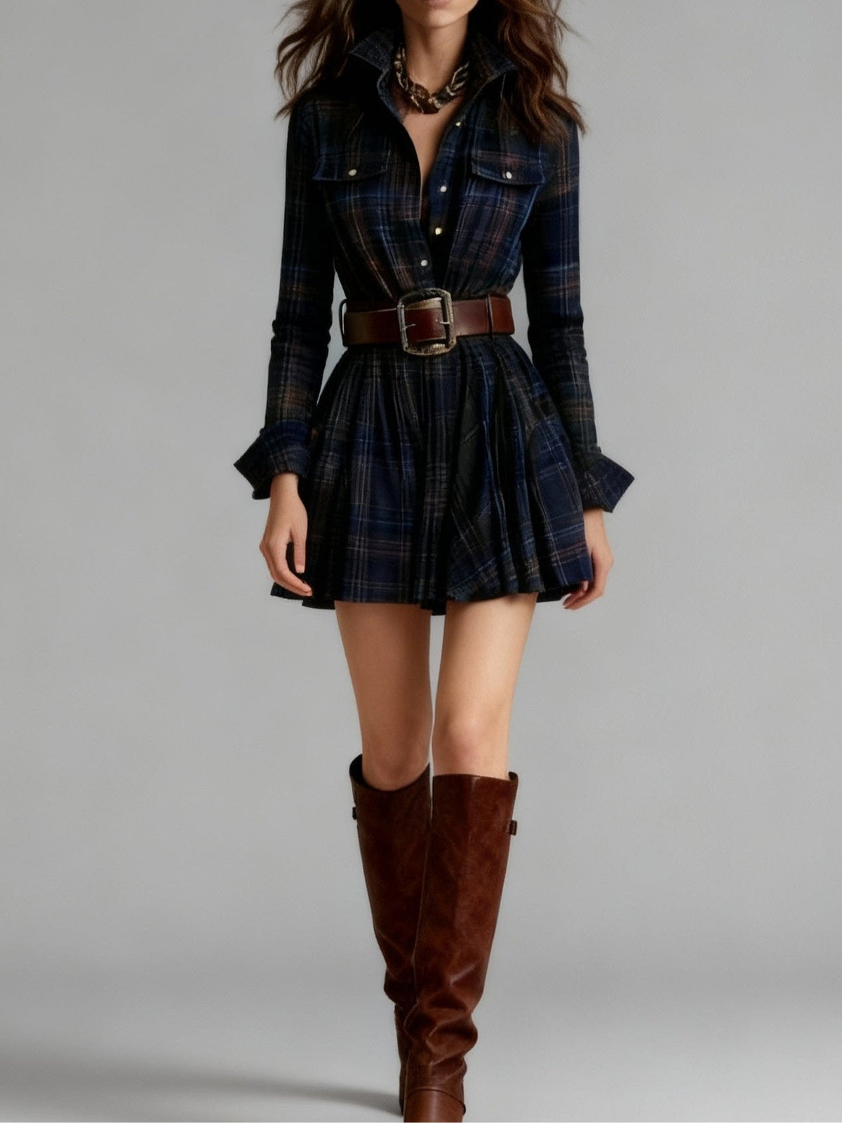 Checked Mini Dress