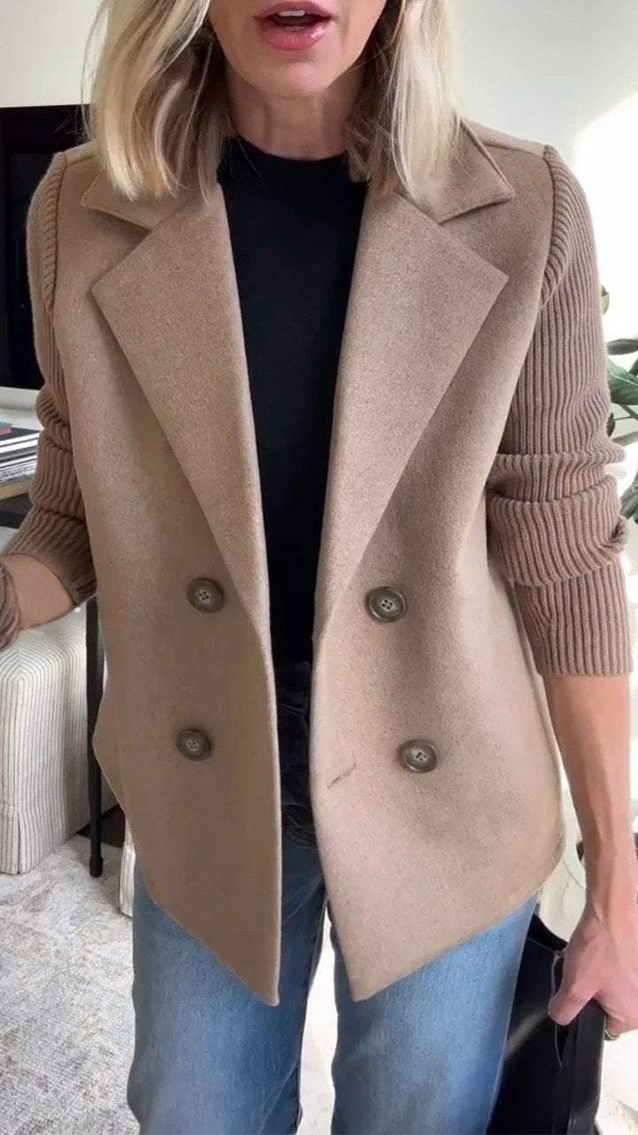 Double-Breasted Knit Blazer