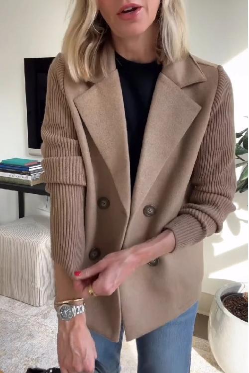 Double-Breasted Knit Blazer