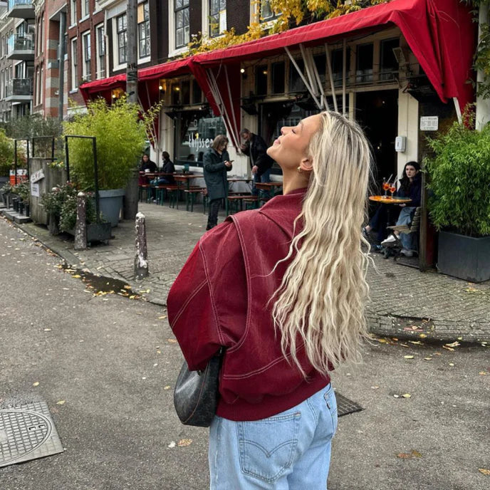 Oversized Faux Leather Bomber Jacket