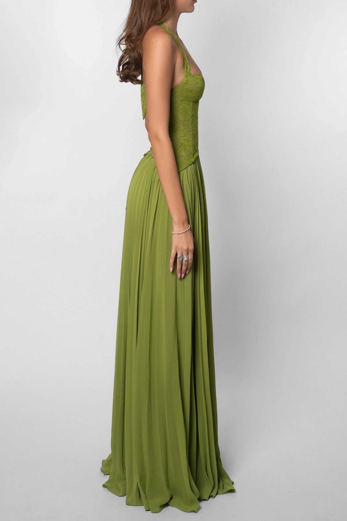 Lace Corset Halter Maxi Dress
