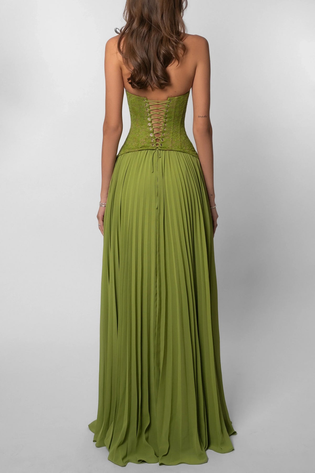 Lace Corset Halter Maxi Dress
