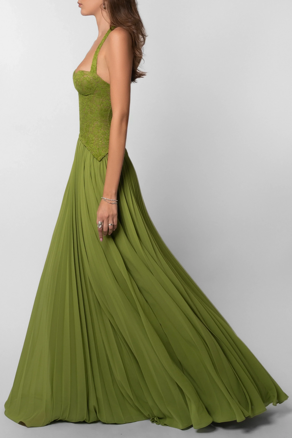 Lace Corset Halter Maxi Dress