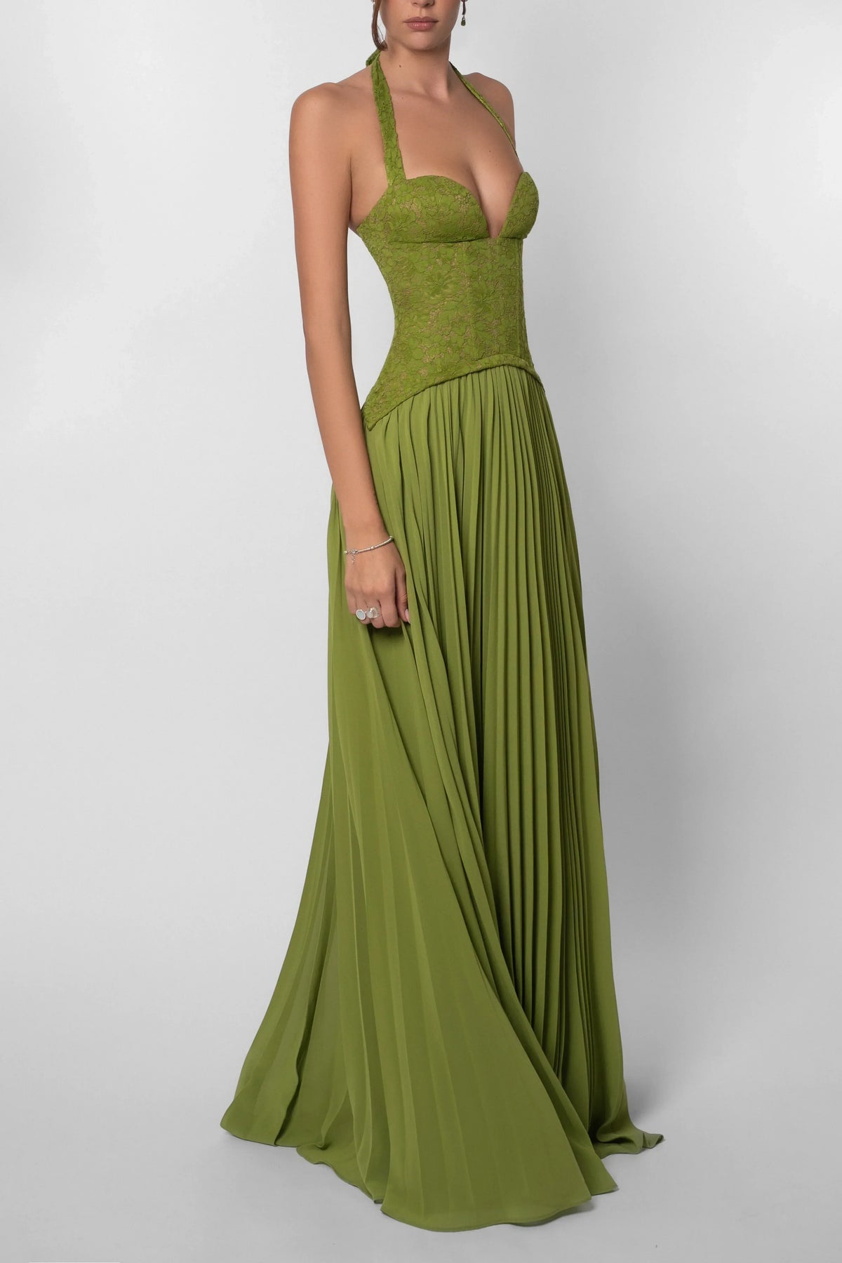 Lace Corset Halter Maxi Dress