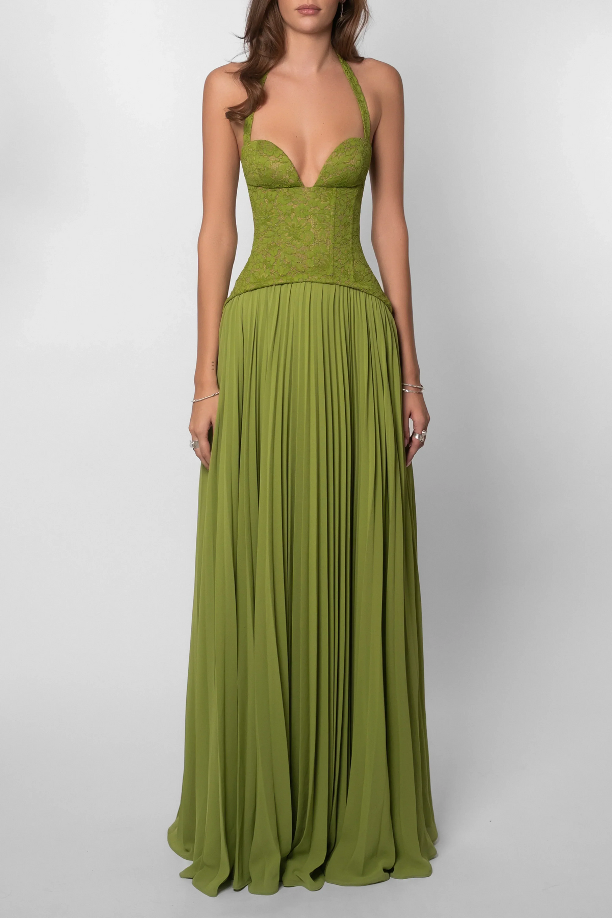 Lace Corset Halter Maxi Dress