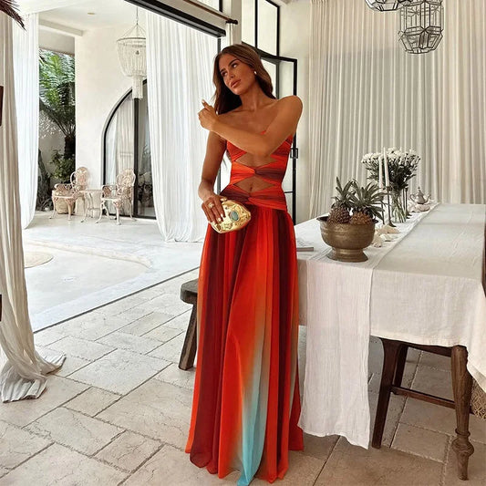 Ombre Strapless Maxi Dress