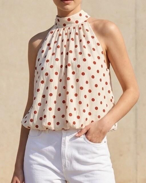 Polka Dot Halter Neck Top