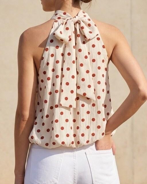 Polka Dot Halter Neck Top
