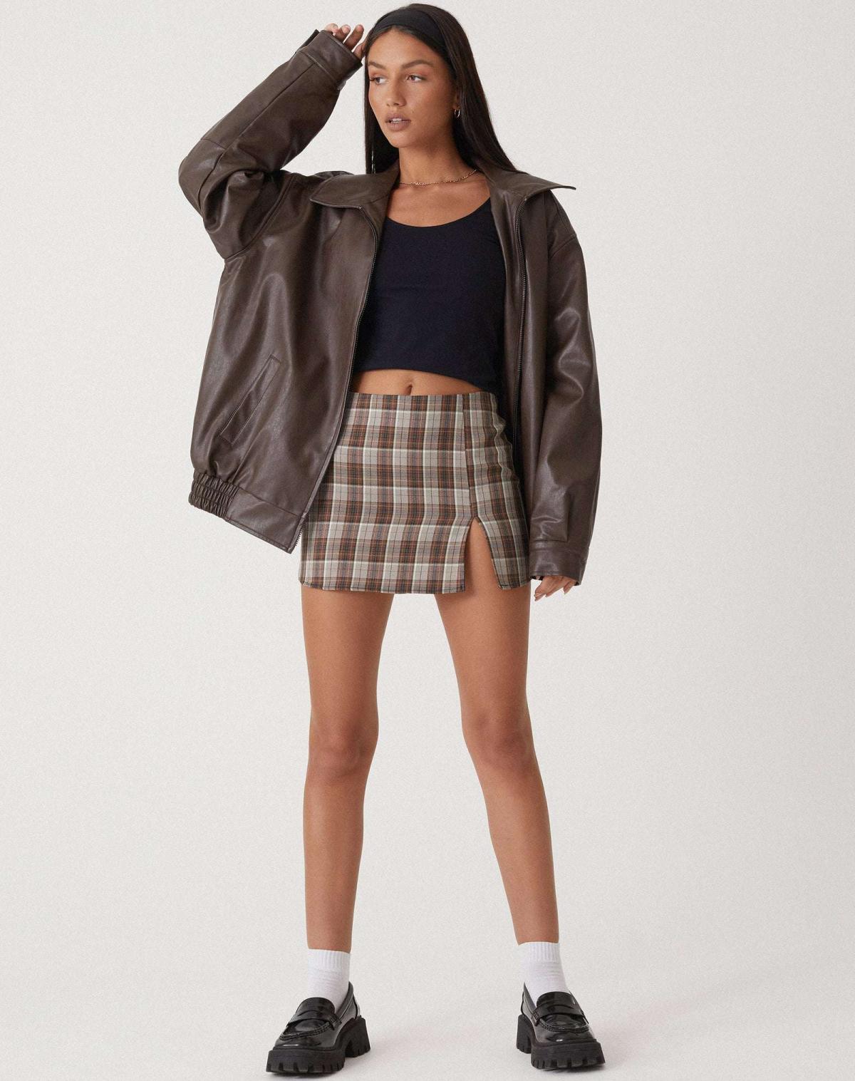 Leather Oversized Bomber Jacket